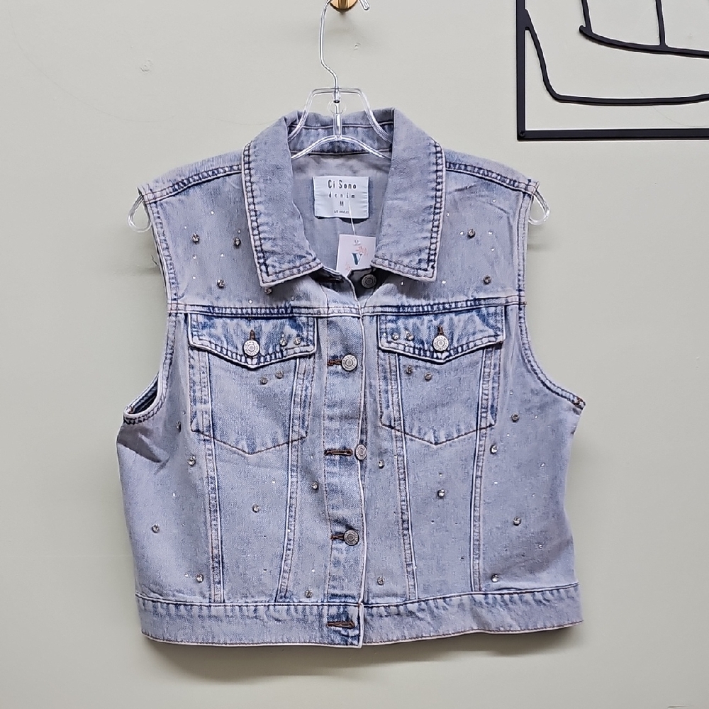 Ci Sono Studded Denim Vest